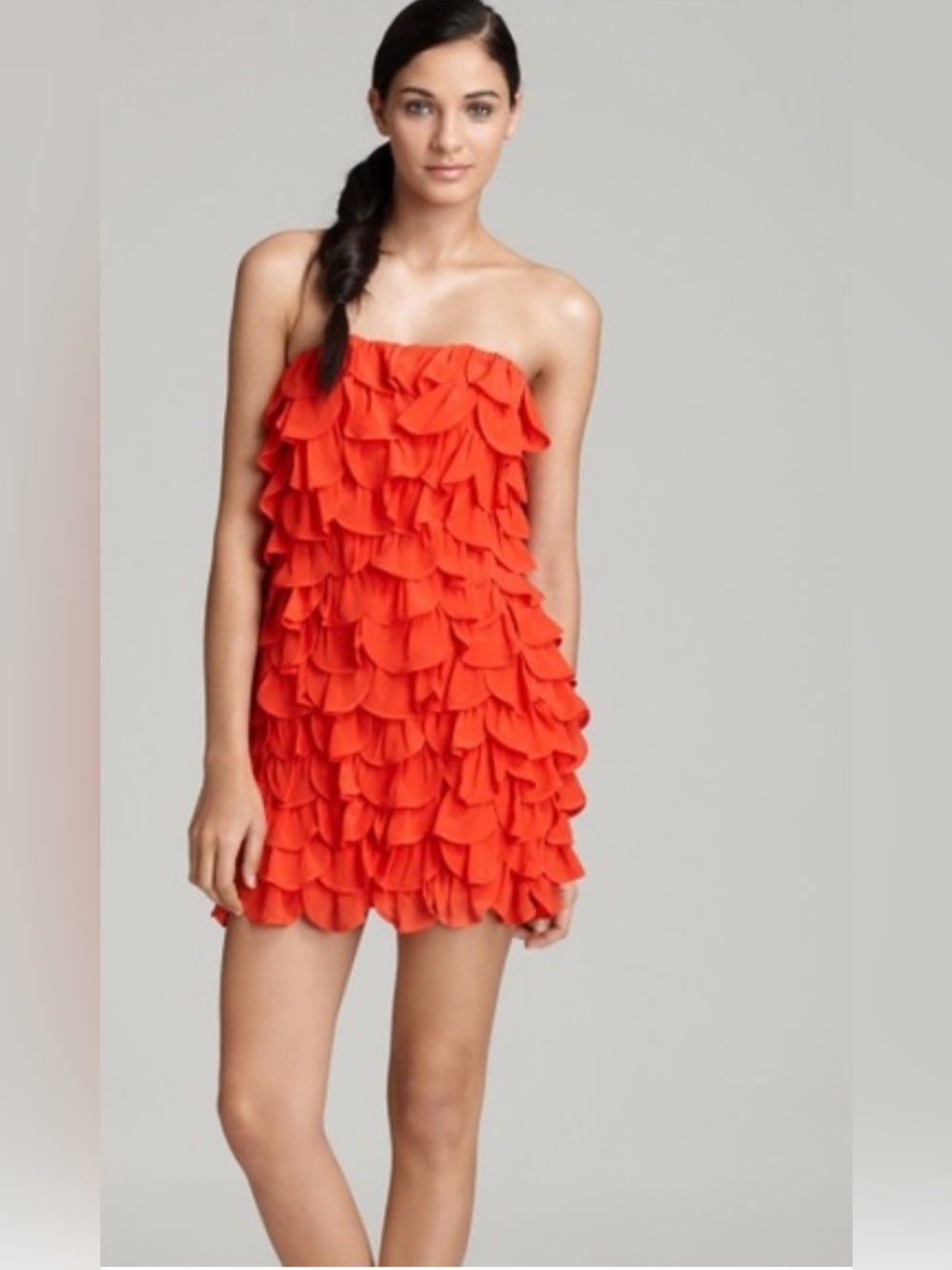 LEIFSDOTTIR Red Tiered Ruffle Mini Dress Size-2 Flirty Feminine